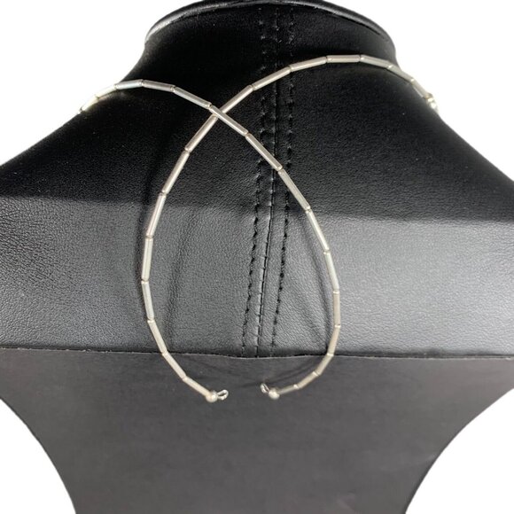 Turquoise Coral Beaded Memory Wire Liquid Silver Boho Artisan Choker Necklace - Picture 4 of 6